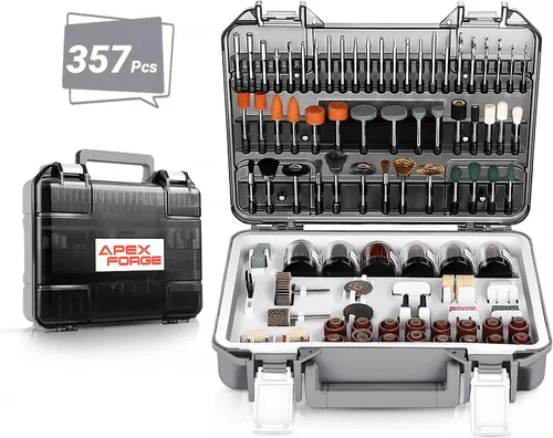 APEXFORGE - Kit de accesorios de 357 piezas para herramientas giratorias, vástagos de 1/8 pulgadas de diámetro, ajuste universal para facilitar el