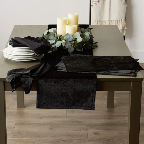 Miniatura 3 de DII Velvet Collection de mesa, camino de mesa, 14x72 pulgadas, negro