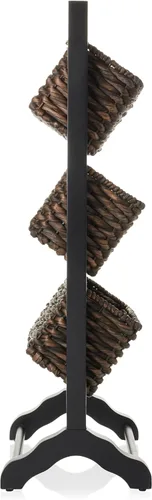 Miniatura 5 de Casafield Soporte de Piso de 3 Niveles con Canastas de Almacenamiento de Jacinta de Agua, Negro/Espresso - Organizador de Pie para Baño, Cocina