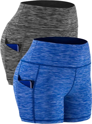 CADMUS Pantalones cortos deportivos de tiro alto para mujer, para yoga, acondicionamiento físico y correr, con bolsillos profundos