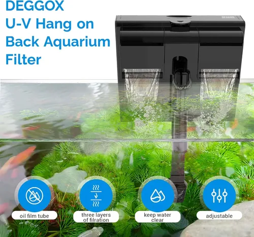 Miniatura 6 de Filtro de acuario U-V para tanque de 30 a 45 galones, filtro de acuario para colgar en la parte posterior, máquina de limpieza de agua verde, filtro