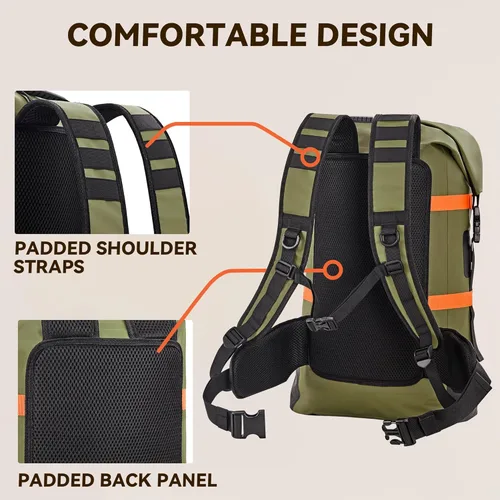 Miniatura 6 de HEETA - Bolsas secas impermeables para hombres y mujeres, mochila de 40 L, con parte superior enrollable, mochila de senderismo resistente para Verde