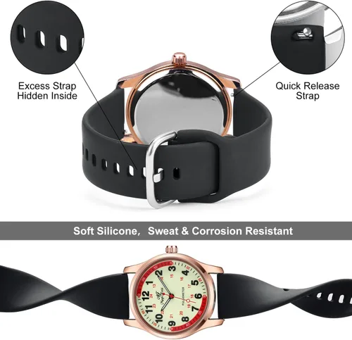 Miniatura 7 de oyeaho Reloj de enfermera para enfermeras, médicos, profesionales médicos, estudiantes, hombres, mujeres, unisex, fácil de leer, esfera luminosa