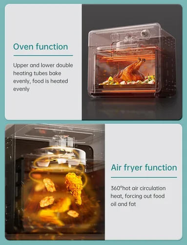 Miniatura 9 de Neretva Horno tostador y freidora de aire, 21 cuartos de galón y 6 en 1, horno tostador compacto, encimera con 5 rebanadas de 1500 W, freidora