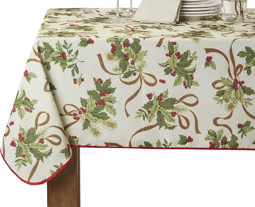 Miniatura 7 de Violet Linen Mantel de Navidad de temporada europea, color beige, 60 pulgadas, redondo