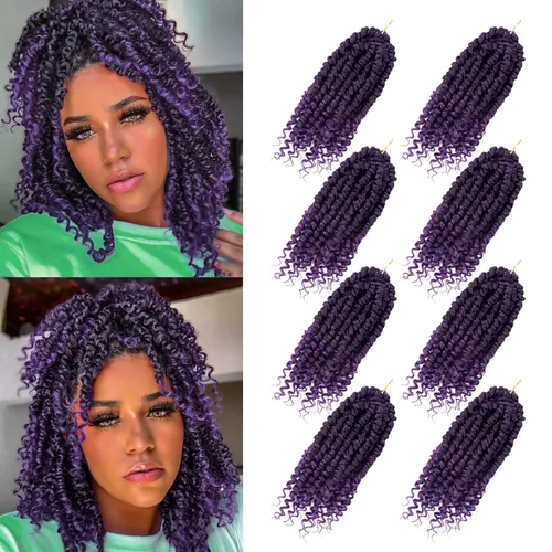 Miniatura 95 de Bileaf Cabello de Ganchillo Passion Twist Pre-retorcido de 10 Pulgadas, 8 Paquetes de Ganchillo Passion Twist, Cabello Corto Passion Twist