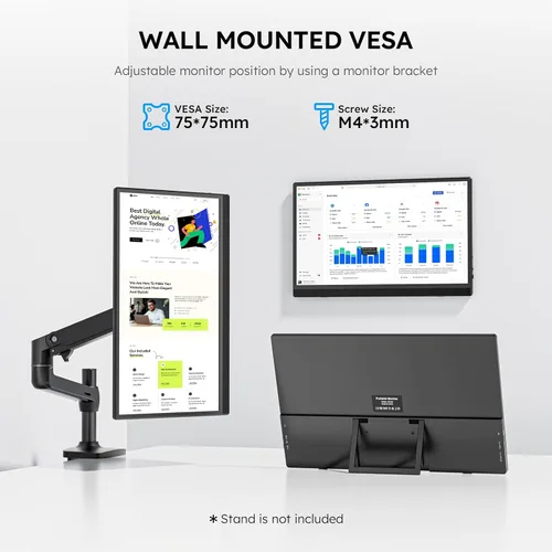 Miniatura 2 de Monitor portátil para portátil FHD 15.6 "1080P Ultra-Slim USB-C y HDMI Segunda pantalla externa para portátil Monitor de viaje Dual Altavoz-Screen