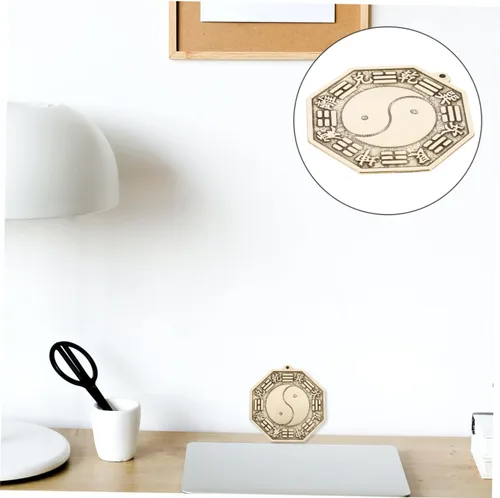 Miniatura 8 de LIFKOME 3 espejos tradicionales chinos de madera Bagua, adornos de espejo Bagua de cobre chino, latón de montaña, espejo convexo de Bagua