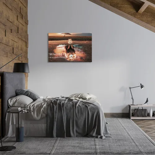 Miniatura 2 de KAWAHONE Mindset Is Everything - Lienzo decorativo para pared, diseño motivacional de rey león, con citas inspiradoras de emprendedor, póster