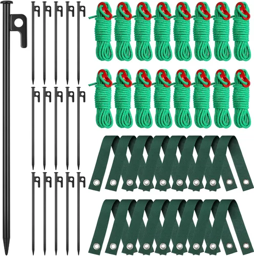 Suzile Juego de 48 estacas para árboles, estacas resistentes y soportes para árboles inclinados, incluye estacas de acero de 11.8 pulgadas de 15.8