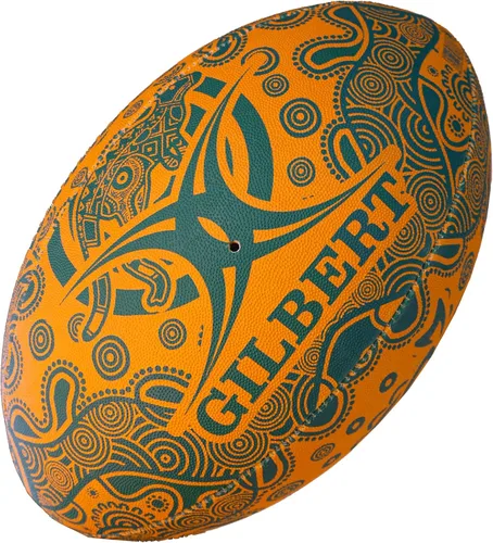 Miniatura 2 de Gilbert Australia Wallabies - Soporte de pelota de rugby indígena talla 5 con licencia