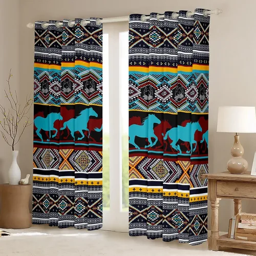 Miniatura 2 de Feelyou Cortinas de oscurecimiento del suroeste (2 paneles, 38 x 45 pulgadas), cortinas tribales para dormitorio, sala de estar, estampado