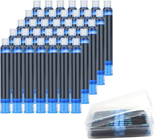 35 cartuchos de tinta para pluma estilográfica con caja de almacenamiento, diámetro de diámetro de 0.134 in, color azul