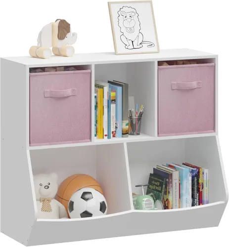 Estantería para niños, organizador de almacenamiento de juguetes de 4 cubos, estantería para niños pequeños, estantes para habitación de niños, sala