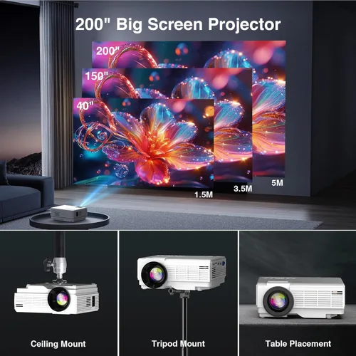 Miniatura 5 de 【Licencia oficial de Netflix】Mini proyector inteligente PANSEBA con 1080P HD, WiFi 5G y Bluetooth de 2 vías, proyector de películas portátil al aire