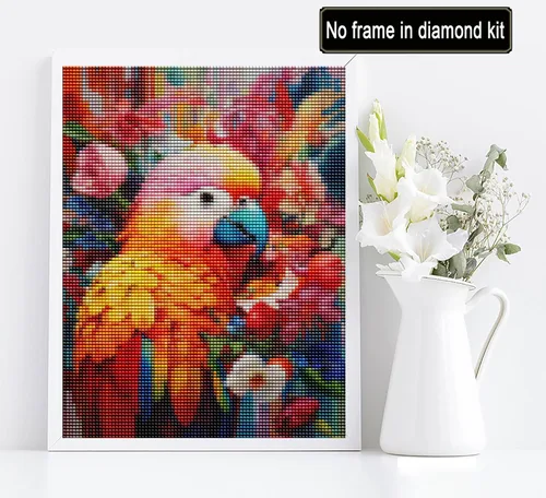 Miniatura 2 de Diymood Kits de pintura de diamantes 5D para adultos loro – Kits de arte de diamantes para adultos flor Taladro completo redondo Imagen