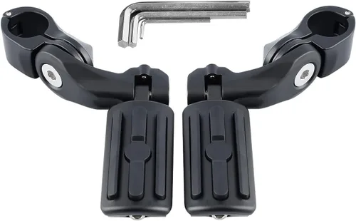 Miniatura 21 de TCT-MOTORPARTS Estriberas negras de 1/4 de pulgada y 1.25 pulgadas, estriberas ajustables para motocicleta en ángulo largo para Harley Touring Road