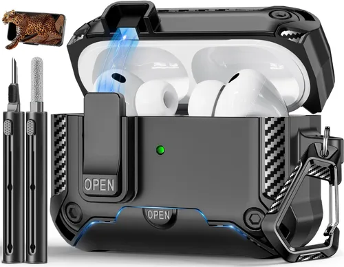 Miniatura 36 de Funda para AirPods Pro de 2 generación con soporte para teléfono, diseño de interruptor automático de protección completa contra caídas con kit