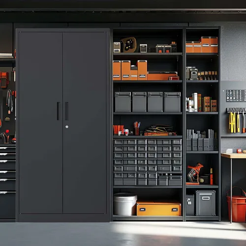 Miniatura 2 de Gabinete de almacenamiento de metal con cerradura, armario de almacenamiento de metal con bloqueo de 69 pulgadas con 3 estantes ajustables, gabinete