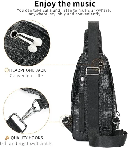 Miniatura 157 de LUKZIJAES Bolso bandolera de cuero genuino para hombre