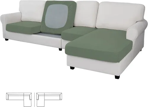 Miniatura 79 de Easy-Going - 4 Fundas de cojín elásticas para sofá seccional, izquierda/derecha, en forma de L, funda de asiento antideslizante, suave, flexible