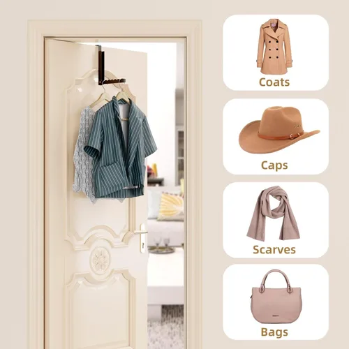 Miniatura 9 de ZMBESUP Perchero Plegable para Colgar Sobre la Puerta para Secar Ropa, Perchero Plegable para Colgar Abrigos para Cuarto de Lavandería