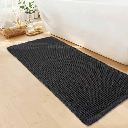 Miniatura 14 de Tapete de baño estilo gofre, tapete de baño bohemio, antideslizante, lavable, súper absorbente y de secado rápido, tapetes de baño pequeños, Caqui