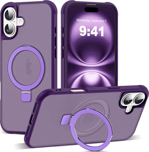 Miniatura 79 de SKYLMW – Funda compatible con iPhone 12 Pro Max y iPhone 13 Pro Max con soporte magnético invisible tipo anillo, fundas translúcidas para teléfonos