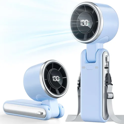 Miniatura 12 de Ventilador Portátil de Mano Turbo - 5 Velocidades Alta Velocidad 4000mAh Mini Ventilador de Mano Personal Recargable Sopla Aire Frío, Operado por