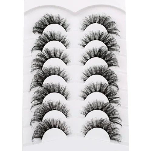 Miniatura 119 de Pooplunch - Pestañas postizas finas de visón sintético, estilo ojo de gato, naturales, cruzadas, tipo racimo, efecto 8D de volumen, tiras
