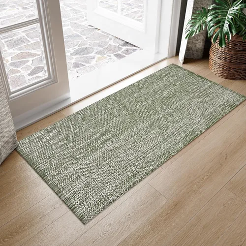 Miniatura 14 de LEEVAN - Alfombras lavables para cocina de 3 x 5 pies, alfombra de color crema para dormitorio, alfombra de algodón tejida para entrada, alfombra