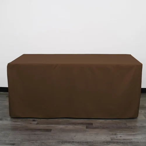 Miniatura 3 de YOUR CHAIR COVERS Mantel ajustable color marrón chocolate – Mantel rectangular de poliéster ajustable de 6 pies, mesa de buffet para interiores