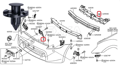 Miniatura 7 de Rexka Juego de 45 piezas de arandelas de retención para guardabarros para Nissan Infiniti Armade Juke Murano Rogue QX56 QX80 01553-09321 76882-JG10A