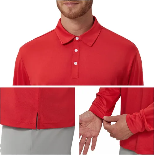 Miniatura 88 de NAVISKIN Camisas polo de manga larga para hombre, camisas de golf con cuello UPF 50 SPF para hombre, secado rápido, absorbe la humedad