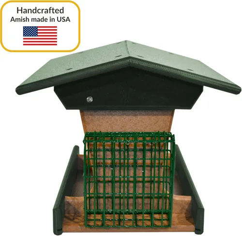 Miniatura 4 de DutchCrafters Poly Deluxe - Comedero para pájaros con dos jaulas de sebo para tartas, comedero de sebo para pájaros silvestres para exteriores