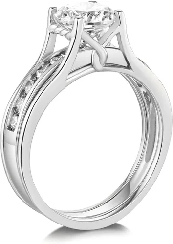 Miniatura 2 de TWJC 14k Yellow OR White Gold Solid Engagement Ring & Wedding Band Set