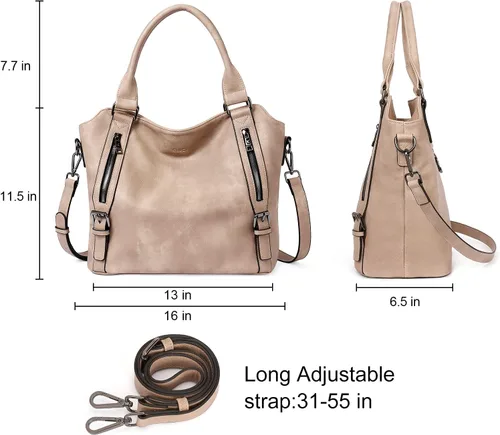 Miniatura 3 de CLUCI - Bolsos de cuero vegano para mujer, bolso grande y de hombro tipo hobo