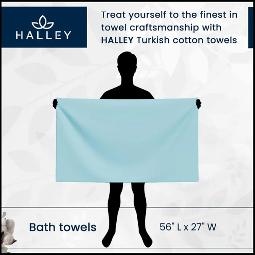 Miniatura 5 de HALLEY Toallas de baño 100% algodón turco (paquete de 4) – Calidad de hotel y spa – Toallas supersuaves, de secado rápido y absorbentes, para baño