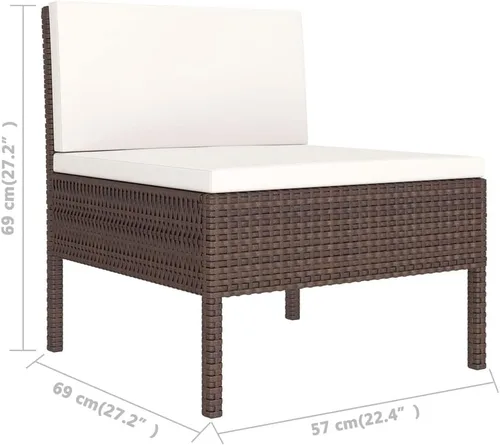 Miniatura 6 de Juego de salón de patio de 9 piezas con cojines, sofá al aire libre, juego de bar de patio, muebles modernos de exterior, banco de comedor