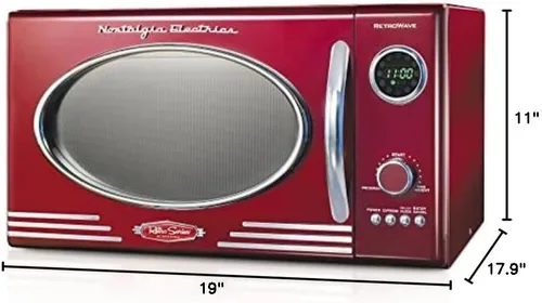 Miniatura 8 de Nostalgia Cafetera programable retro de 12 tazas con horno microondas - rojo