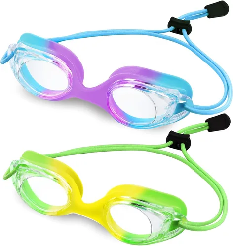 Miniatura 9 de Vvinca Gafas de natación para niños con correa elástica, sin fugas, antivaho, gafas para niños pequeños con ajuste rápido, edades 3-14 02-rosa