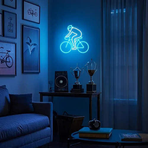 Miniatura 2 de CoolGift Mart Letrero de neón para bicicleta, decoración de pared definitiva para entusiastas del deporte, luz LED regulable para dormitorio, sala