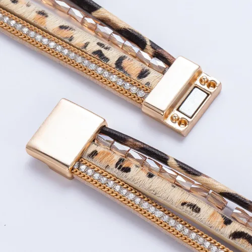 Miniatura 275 de FANCY SHINY - Pulsera de cuero estilo bohemio, pulsera de cuentas de cristal con cierre magnético, regalos de joyería para mujer