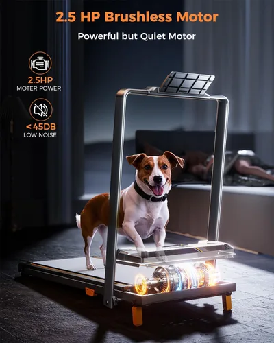 Miniatura 6 de BestGod - Caminadora plegable para oficina en casa con barra de apoyo, capacidad de 330 libras, para debajo del escritorio, caminadora con Carbón