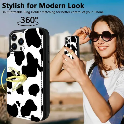 Miniatura 3 de Funda tipo cartera compatible con iPhone 13 Pro con soporte para tarjetas, rotación de 360°, soporte de anillo de dedo con función atril, bloqueo