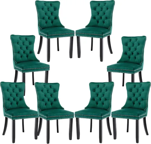 Miniatura 76 de Silla de comedor copetuda moderna de terciopelo para comedor, sillas de comedor tapizadas con remache de clavo, anillo trasero para cocina, comedor