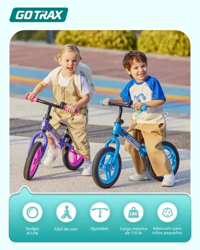 Miniatura 2 de Gotrax KS12 Bicicleta de equilibrio para niños de 2 a 5 años, bicicleta de empuje de 12 pulgadas con luz LED, asiento y manubrio ajustables, Rosa