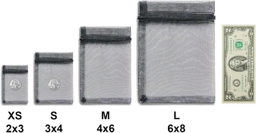 Miniatura 4 de TheDisplayGuys - Paquete de 48 bolsas de regalo de organza transparente negra de 2 x 2-3/4 pulgadas con cordón, bolsas de regalo para joyas, bolsas