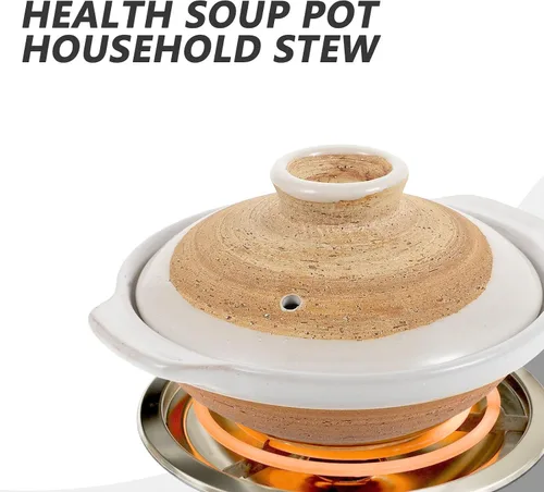 Miniatura 4 de Olla de arcilla japonesa Donabe de 8 pulgadas de cerámica esmaltada para cocinar arroz Donabe multiusos para cocina casera