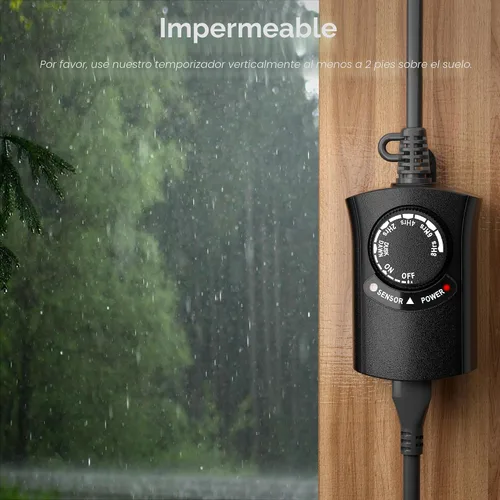 Miniatura 4 de HBN Temporizador de luz exterior impermeable, resistente a la intemperie, sensor de luz de atardecer a amanecer, temporizador de cuenta regresiva